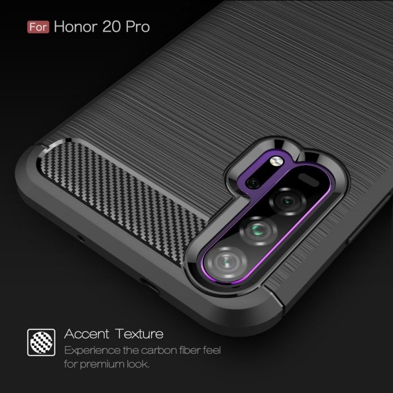 Hoesje voor Honor 20 Pro Rood Zwart Geborsteld Koolstofvezel