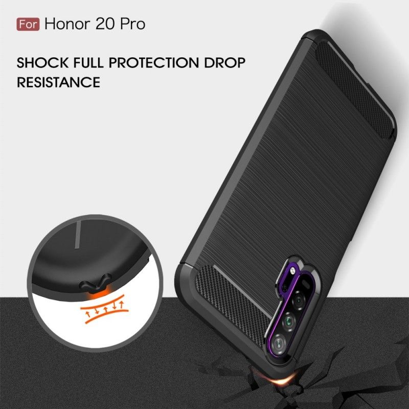 Hoesje voor Honor 20 Pro Rood Zwart Geborsteld Koolstofvezel