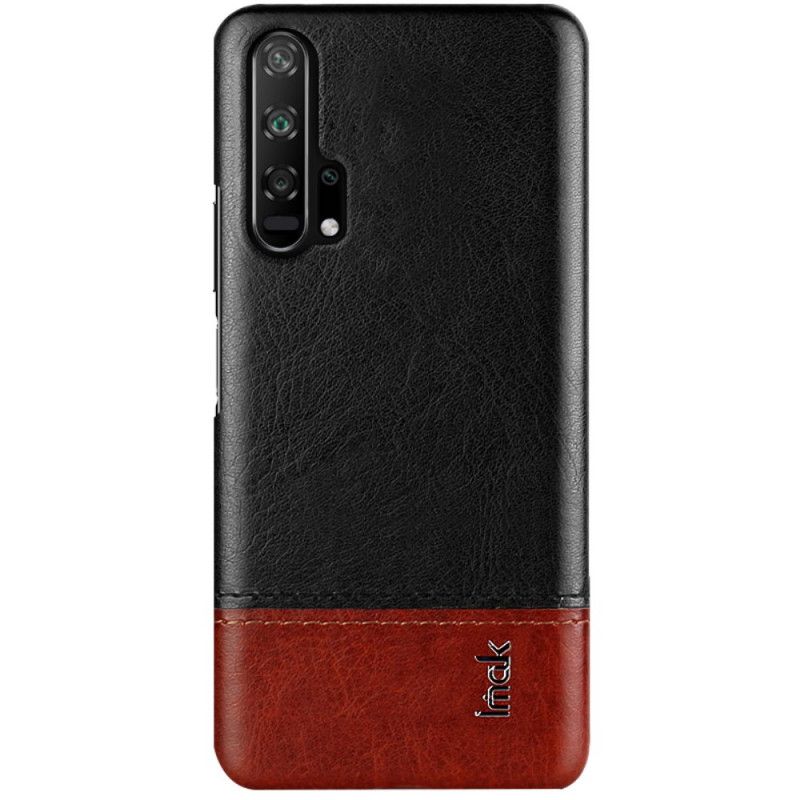 Hoesje voor Honor 20 Pro Rood Zwart Imak Ruiyi Serie Leereffect