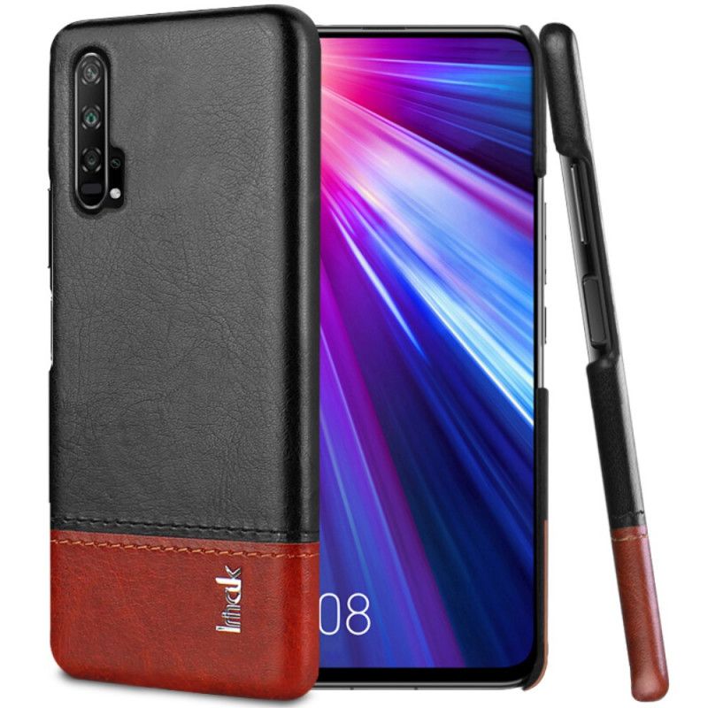 Hoesje voor Honor 20 Pro Rood Zwart Imak Ruiyi Serie Leereffect