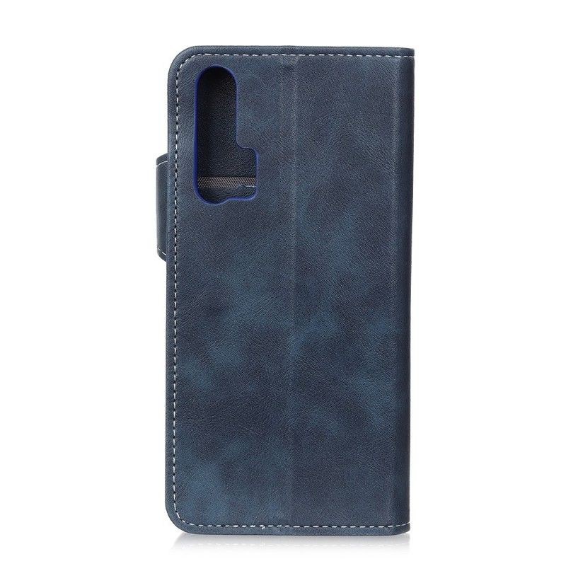 Leren Hoesje Honor 20 Pro Donkerblauw Telefoonhoesje Artistiek Knopen Aannaaien