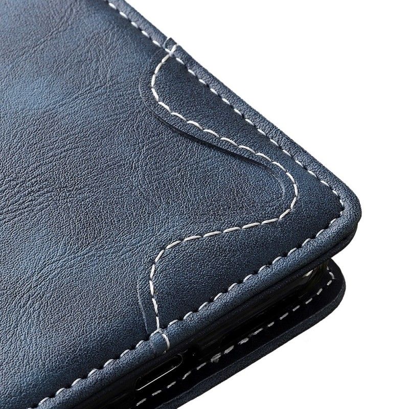 Leren Hoesje Honor 20 Pro Donkerblauw Telefoonhoesje Artistiek Knopen Aannaaien