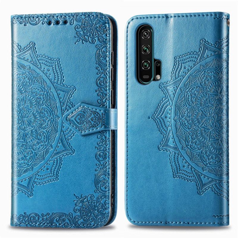 Leren Hoesje Honor 20 Pro Grijs Zwart Mandala Van Middelbare Leeftijd