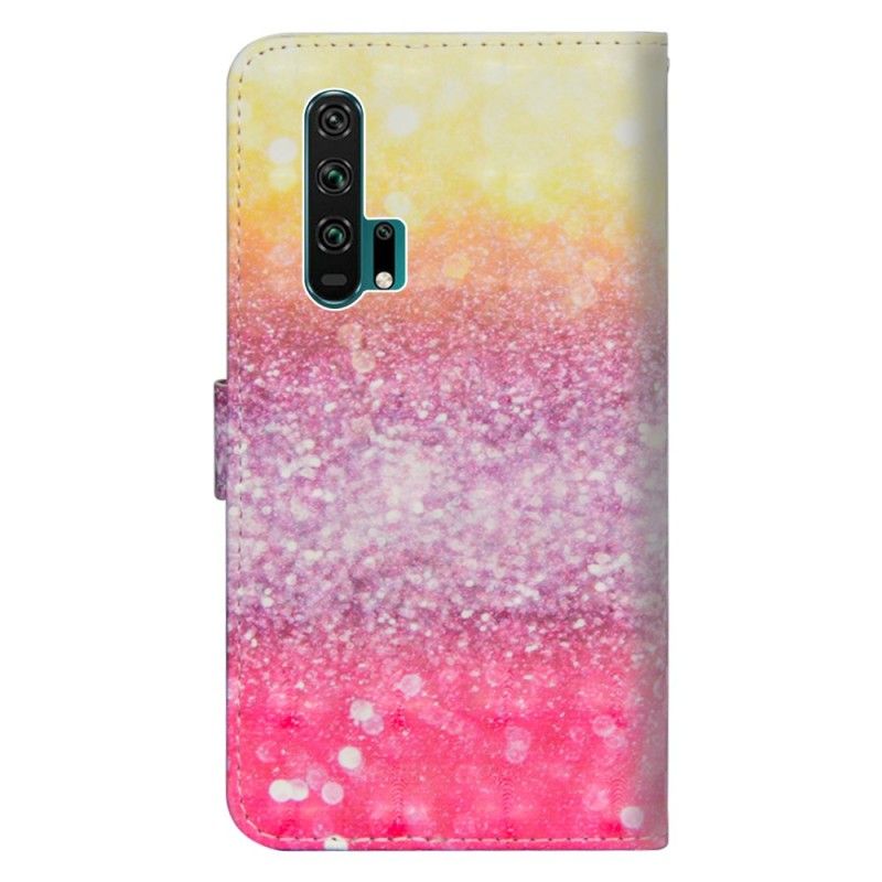 Leren Hoesje Honor 20 Pro Magenta Glitterverloop