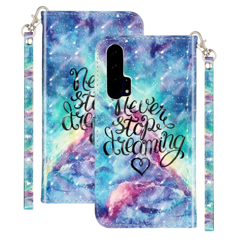 Leren Hoesje Honor 20 Pro Stop Nooit Met Dromen Van Lichte Plekjes Met String