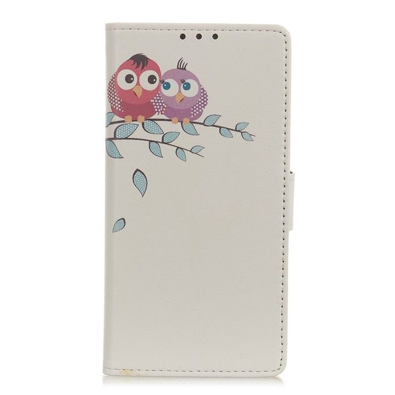 Leren Hoesje Honor 20 Pro Telefoonhoesje Paar Uilen In De Boom