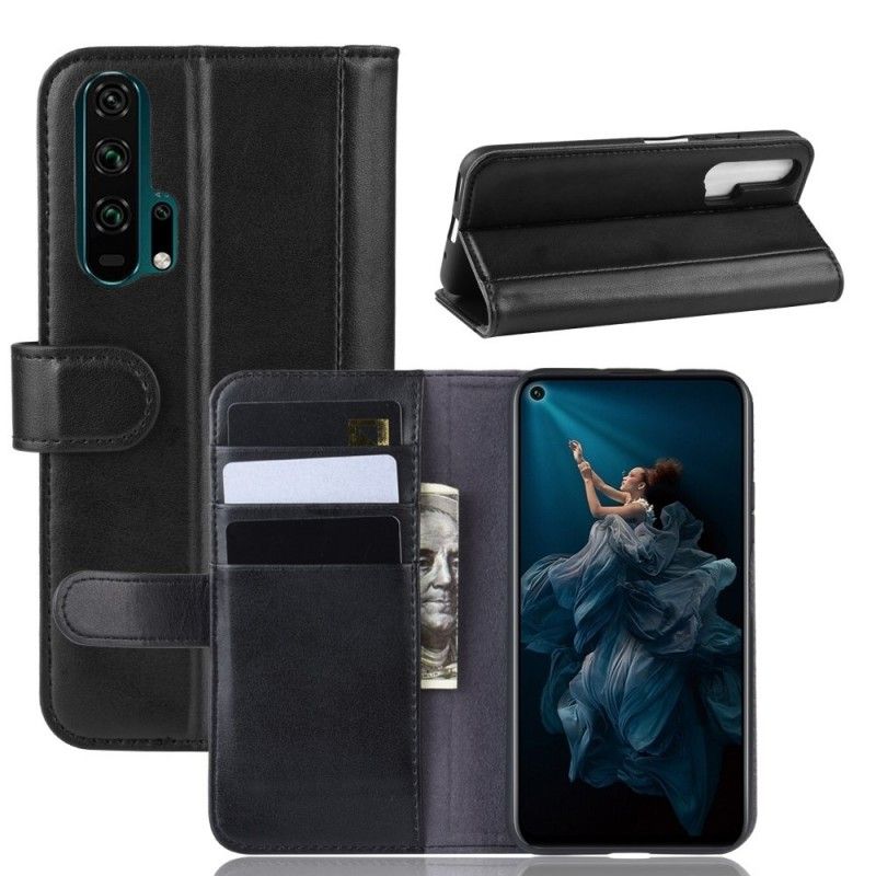 Leren Hoesje voor Honor 20 Pro Bruin Zwart Echt Leer