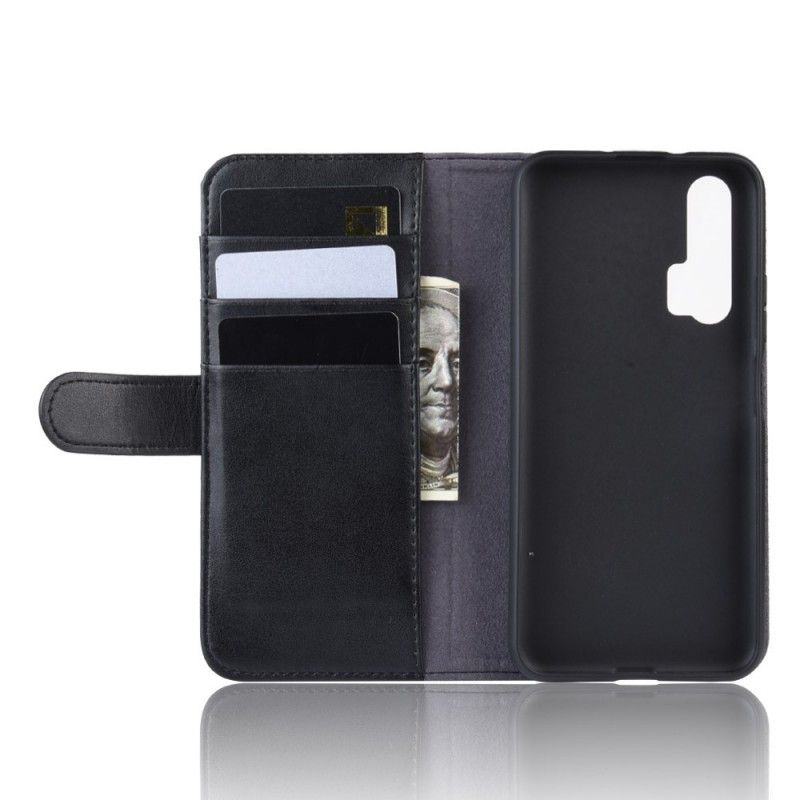 Leren Hoesje voor Honor 20 Pro Bruin Zwart Echt Leer