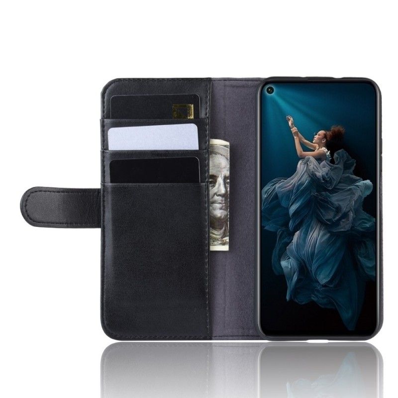 Leren Hoesje voor Honor 20 Pro Bruin Zwart Echt Leer