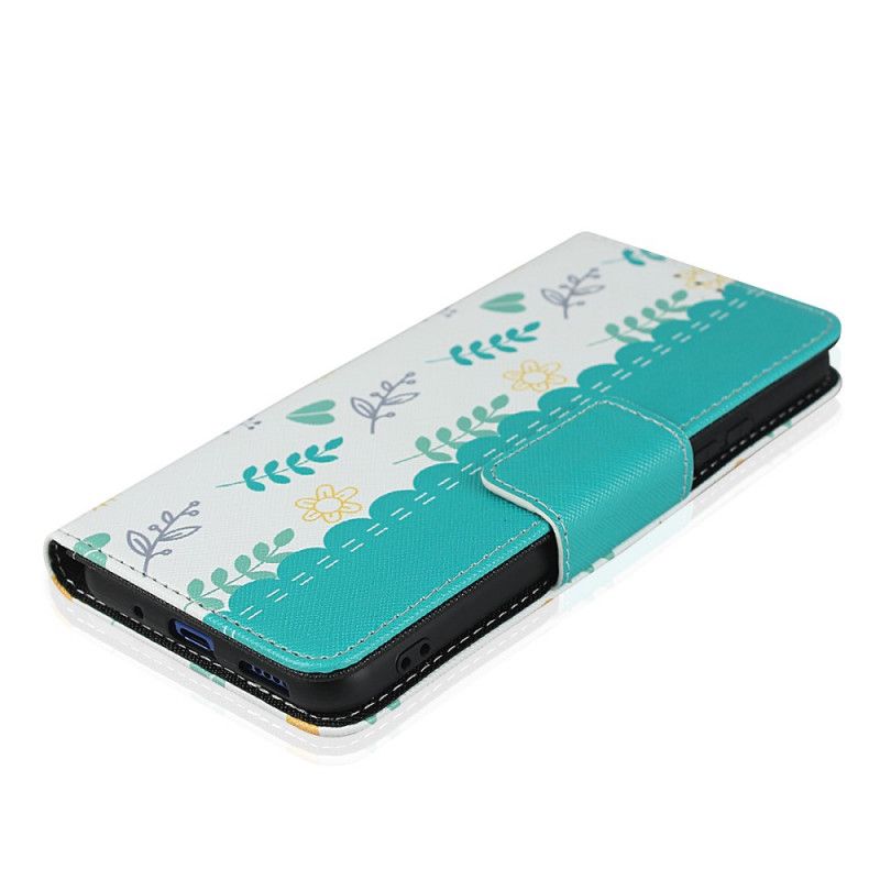 Leren Hoesje voor Honor 20 Pro Cyaan Magenta String Roosjes
