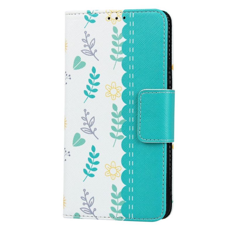 Leren Hoesje voor Honor 20 Pro Cyaan Magenta String Roosjes
