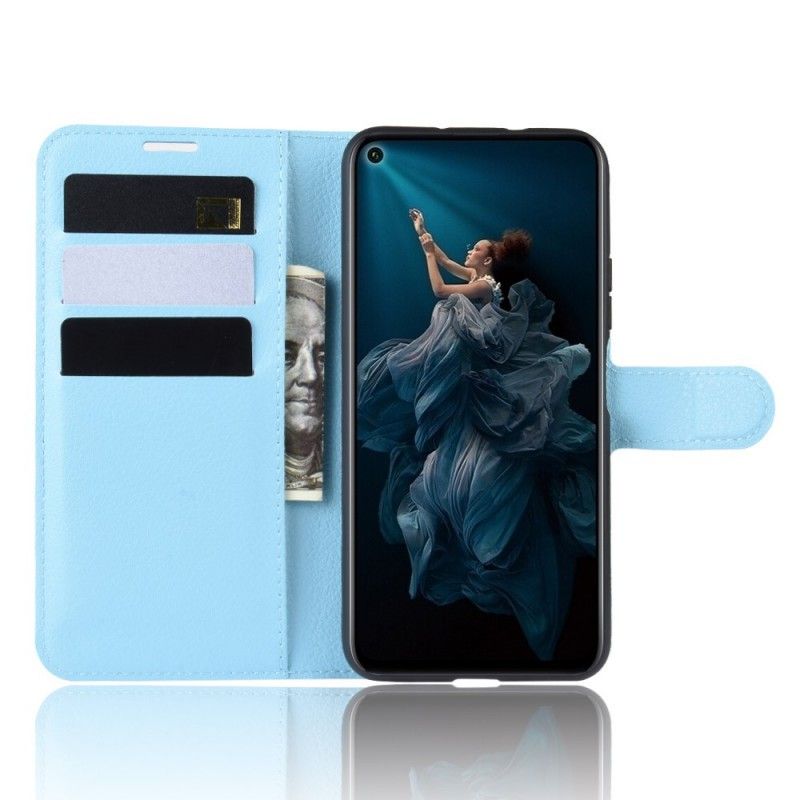Leren Hoesje voor Honor 20 Pro Wit Zwart Premium Lychee Leereffect