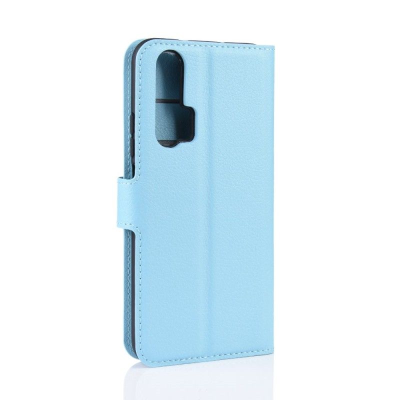 Leren Hoesje voor Honor 20 Pro Wit Zwart Premium Lychee Leereffect