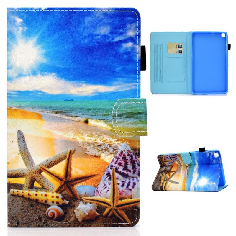 Bescherming Hoesje Samsung Galaxy Tab A7 Lichtblauw Donkerblauw Leuk Strand