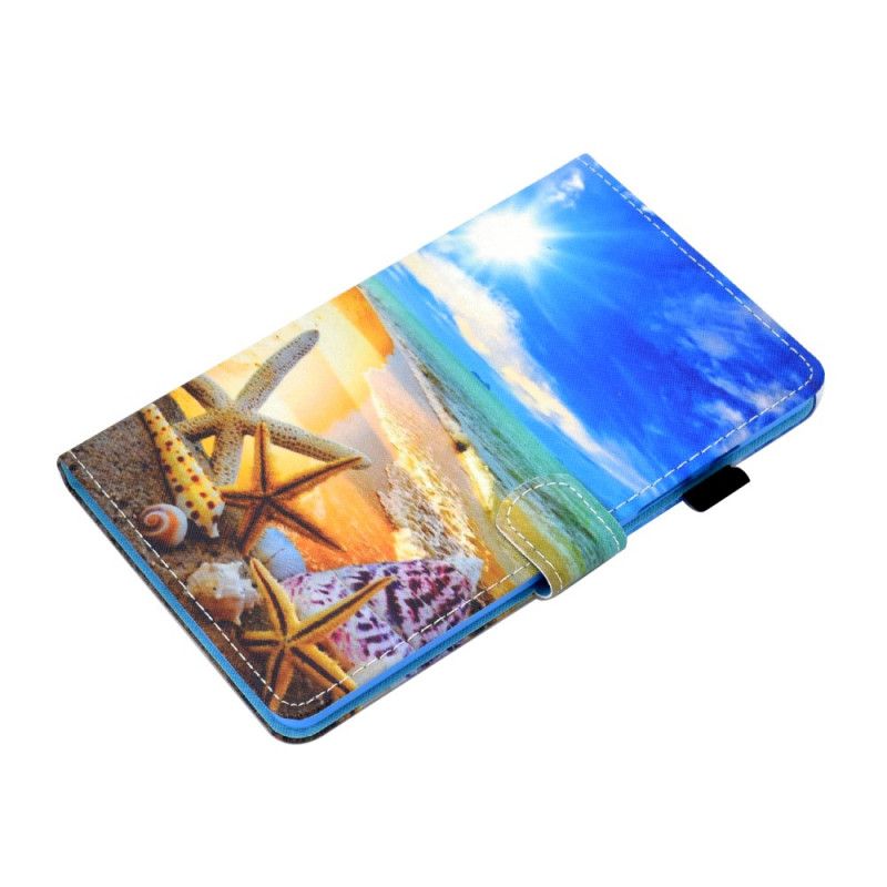 Bescherming Hoesje Samsung Galaxy Tab A7 Lichtblauw Donkerblauw Leuk Strand