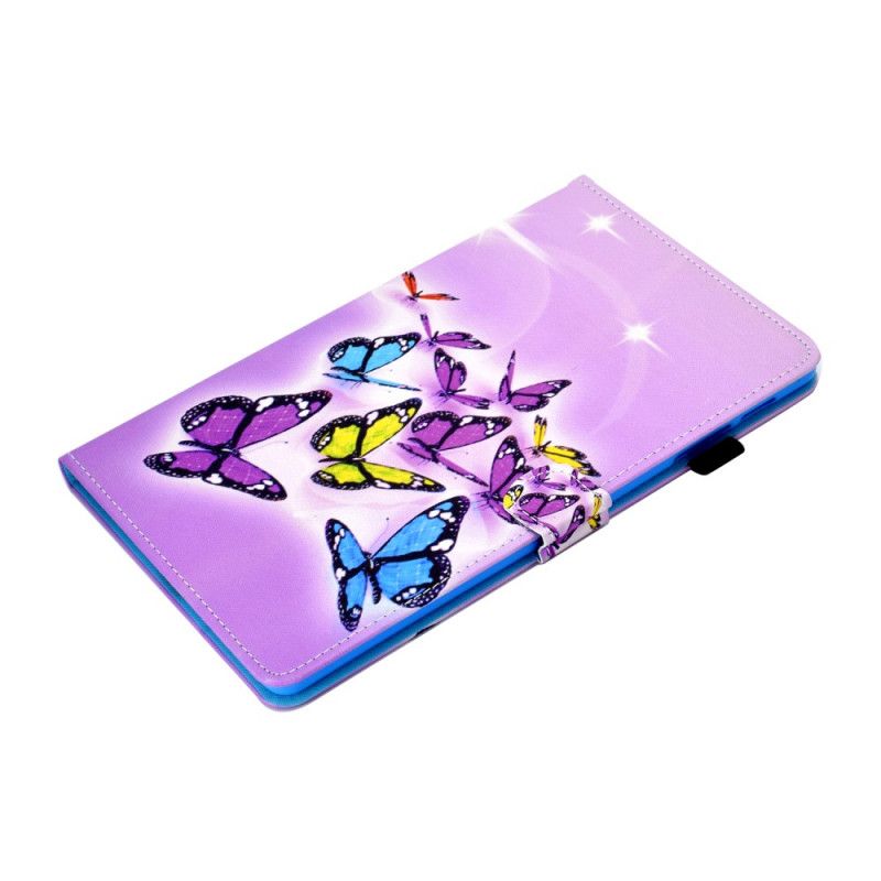 Bescherming Hoesje Samsung Galaxy Tab A7 Paars Groen Geschilderde Vlinders