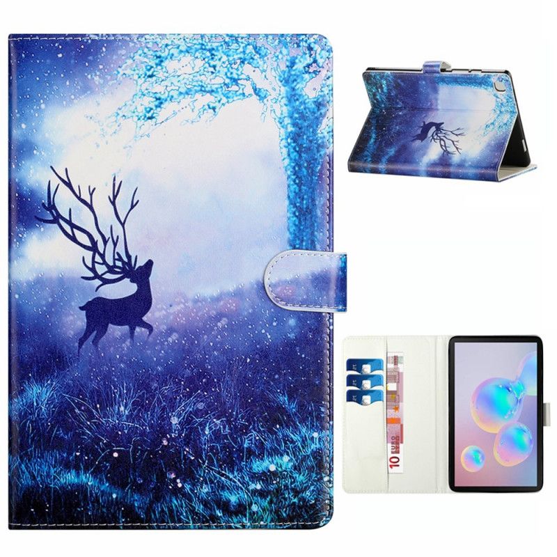 Leren Hoesje Samsung Galaxy Tab A7 Lichtblauw Donkerblauw Telefoonhoesje Hert