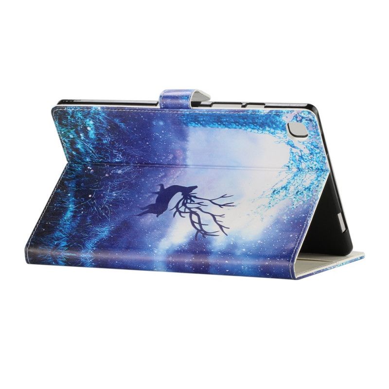Leren Hoesje Samsung Galaxy Tab A7 Lichtblauw Donkerblauw Telefoonhoesje Hert