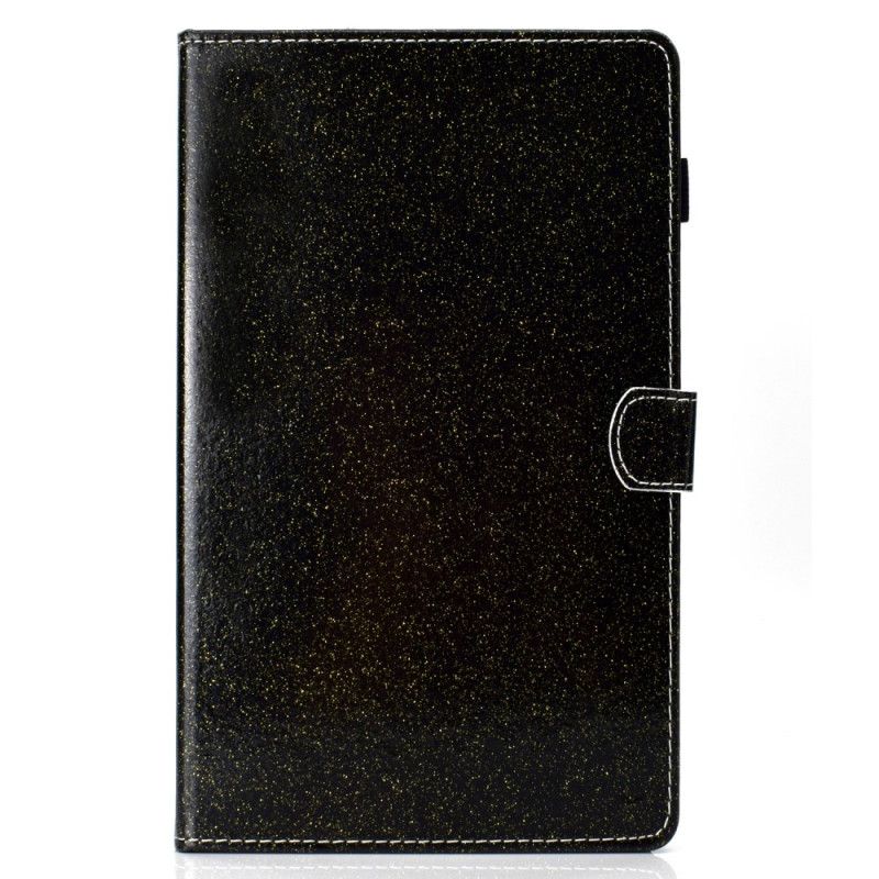 Leren Hoesje Samsung Galaxy Tab A7 Magenta Zwart Sprankelende Glitter