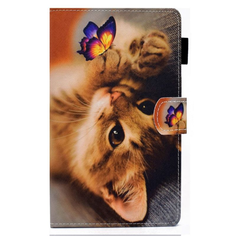 Leren Hoesje Samsung Galaxy Tab A7 Mijn Kitten En Vlinder