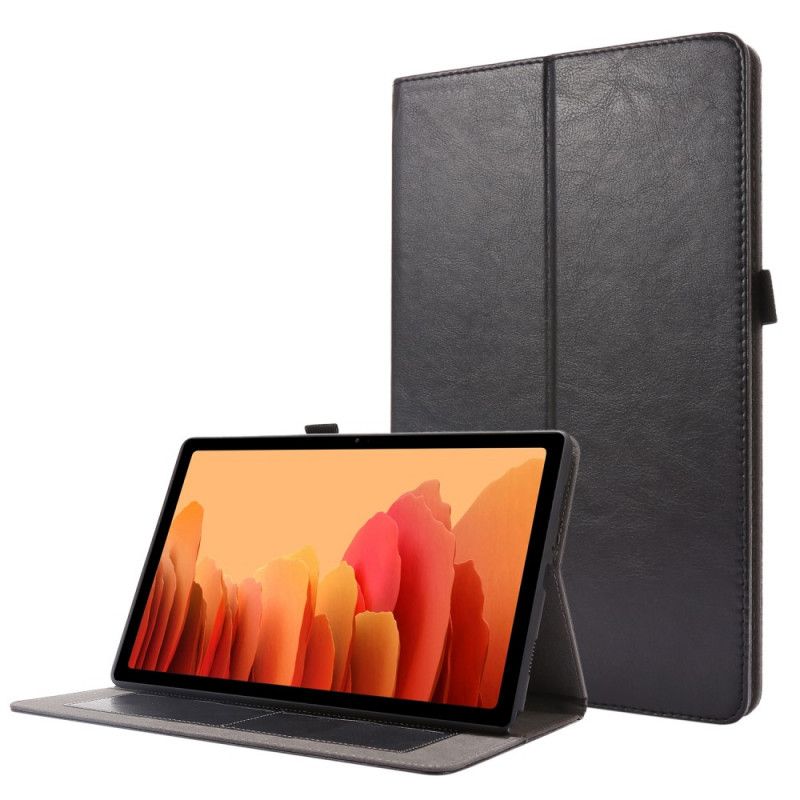 Leren Hoesje Samsung Galaxy Tab A7 Rood Zwart 2 Flappen Van Imitatieleer