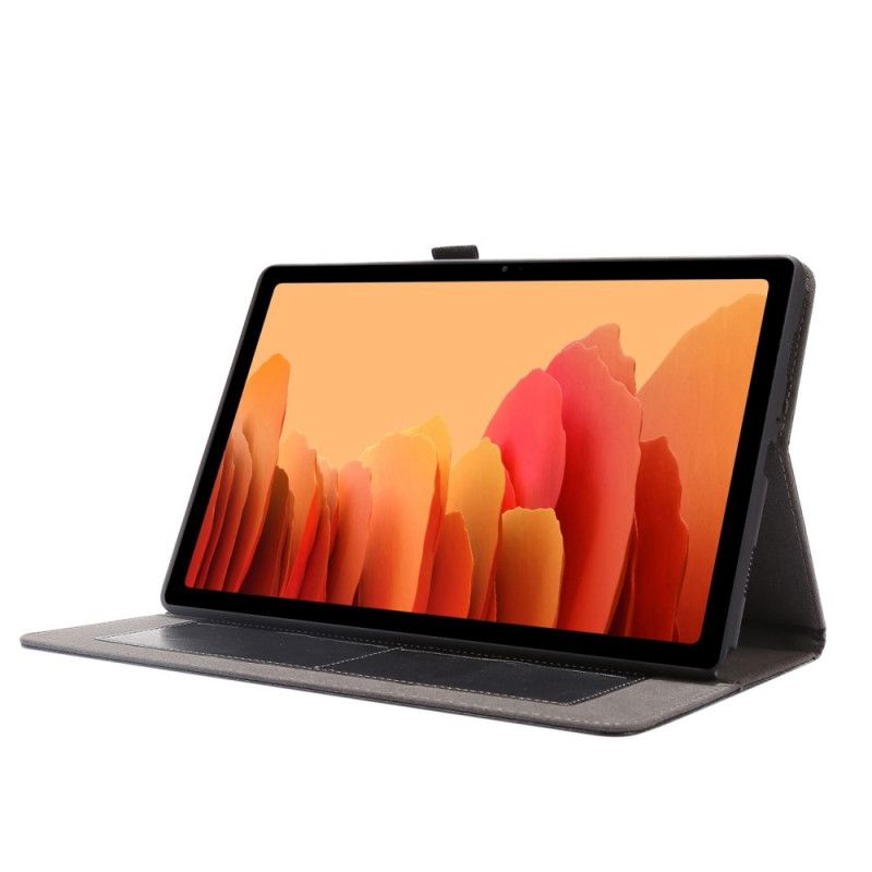 Leren Hoesje Samsung Galaxy Tab A7 Rood Zwart 2 Flappen Van Imitatieleer