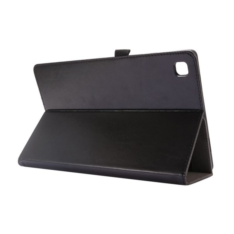 Leren Hoesje Samsung Galaxy Tab A7 Rood Zwart 2 Flappen Van Imitatieleer