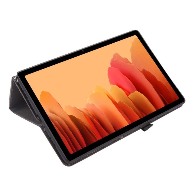 Leren Hoesje Samsung Galaxy Tab A7 Rood Zwart 2 Flappen Van Imitatieleer