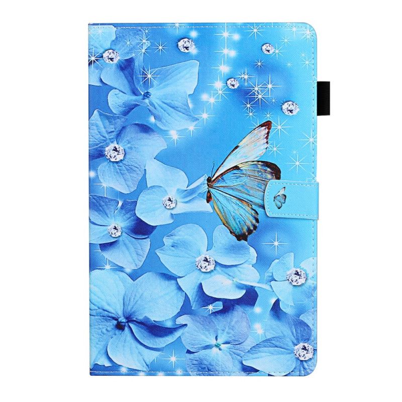 Leren Hoesje Samsung Galaxy Tab A7 Telefoonhoesje Diamanten Vlinders