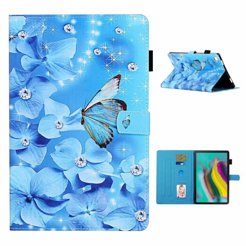 Leren Hoesje Samsung Galaxy Tab A7 Telefoonhoesje Diamanten Vlinders