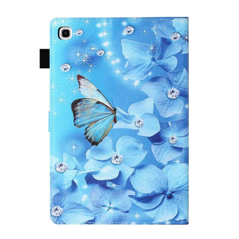 Leren Hoesje Samsung Galaxy Tab A7 Telefoonhoesje Diamanten Vlinders