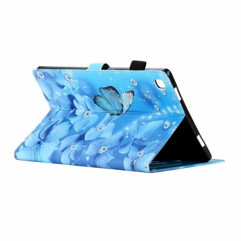 Leren Hoesje Samsung Galaxy Tab A7 Telefoonhoesje Diamanten Vlinders
