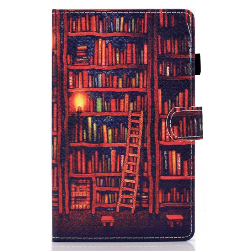 Leren Hoesje voor Samsung Galaxy Tab A7 Donkerrood Bruin Bibliotheek