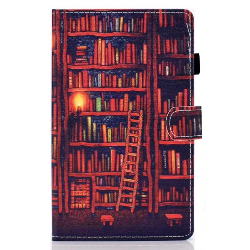 Leren Hoesje voor Samsung Galaxy Tab A7 Donkerrood Bruin Bibliotheek