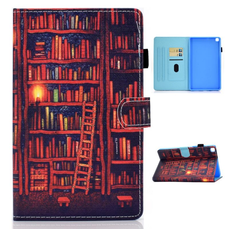 Leren Hoesje voor Samsung Galaxy Tab A7 Donkerrood Bruin Bibliotheek