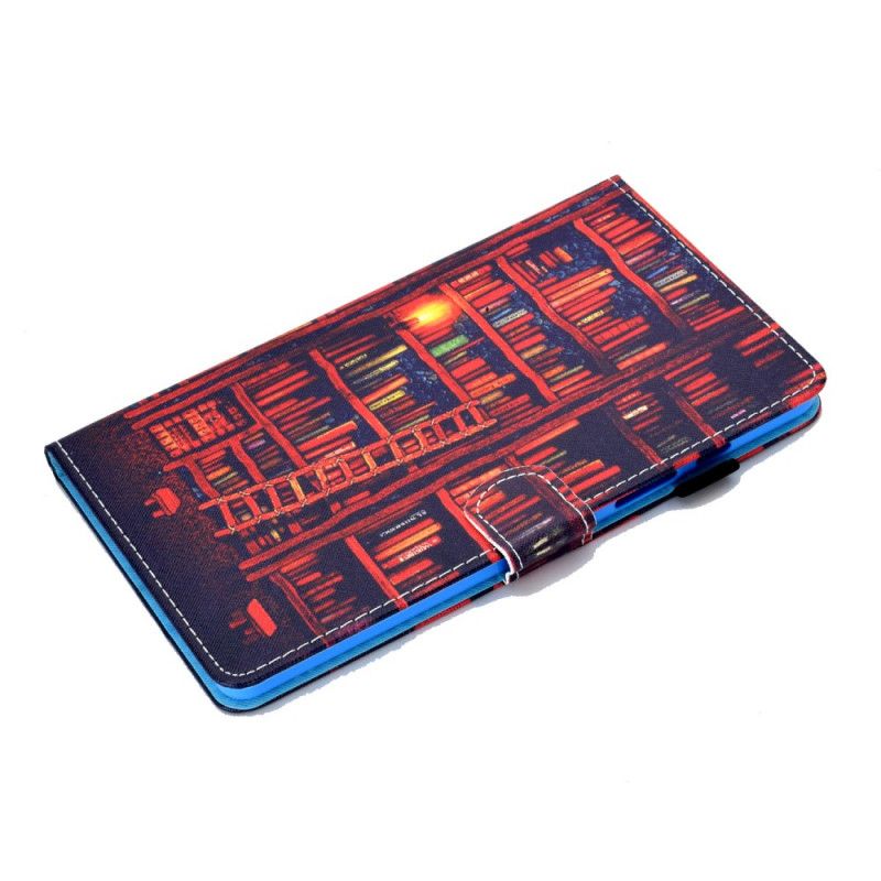 Leren Hoesje voor Samsung Galaxy Tab A7 Donkerrood Bruin Bibliotheek
