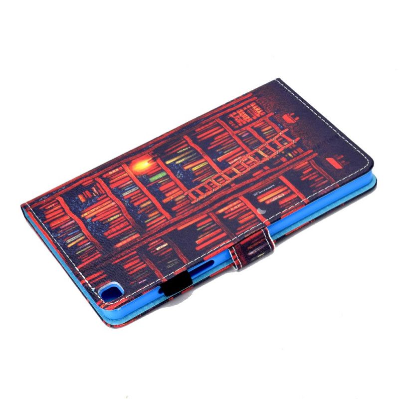 Leren Hoesje voor Samsung Galaxy Tab A7 Donkerrood Bruin Bibliotheek