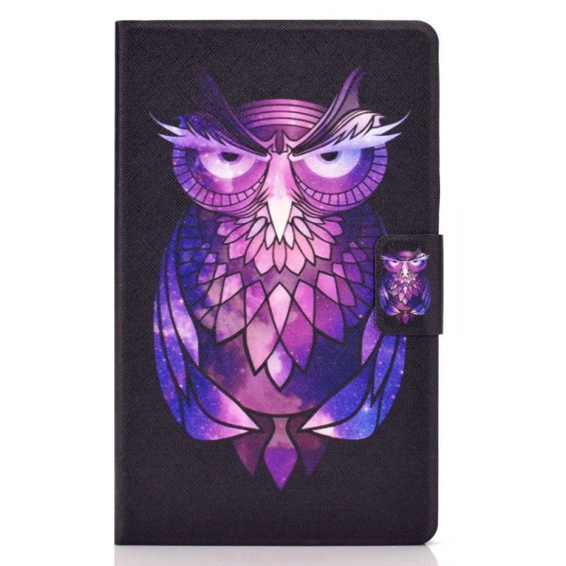 Leren Hoesje voor Samsung Galaxy Tab A7 Paars Donkerblauw Uilen