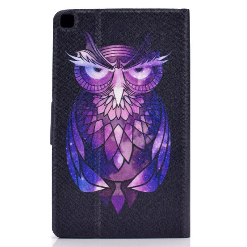 Leren Hoesje voor Samsung Galaxy Tab A7 Paars Donkerblauw Uilen