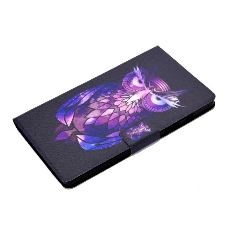 Leren Hoesje voor Samsung Galaxy Tab A7 Paars Donkerblauw Uilen