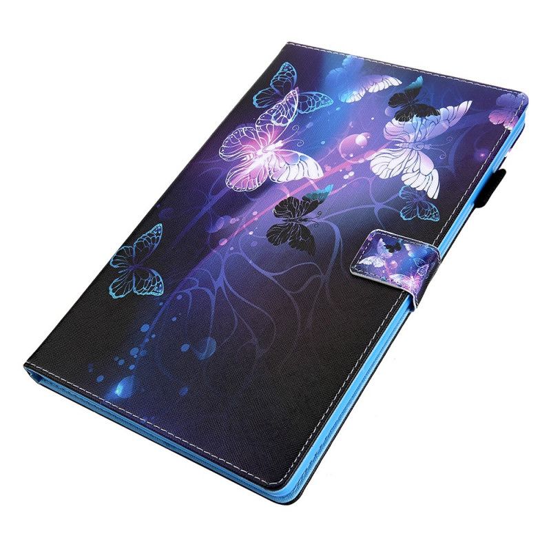 Leren Hoesje voor Samsung Galaxy Tab A7 Paars Zwart Vlinders Tijdens De Vlucht