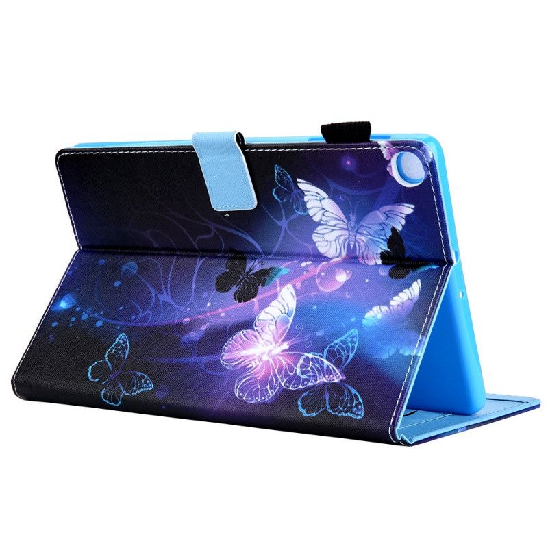 Leren Hoesje voor Samsung Galaxy Tab A7 Paars Zwart Vlinders Tijdens De Vlucht