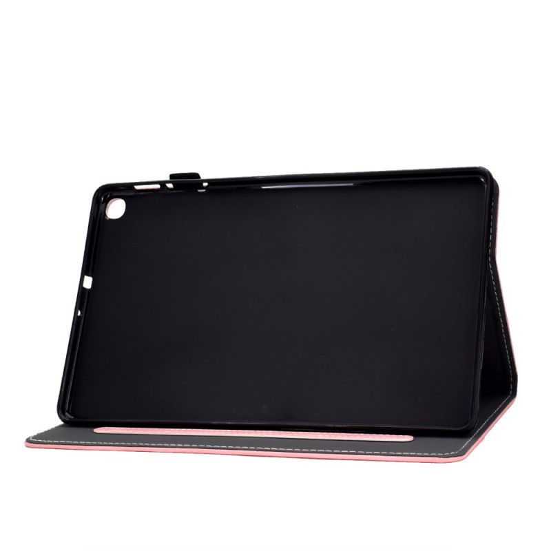 Leren Hoesje voor Samsung Galaxy Tab A7 Rood Zwart Vintage Design Leereffect