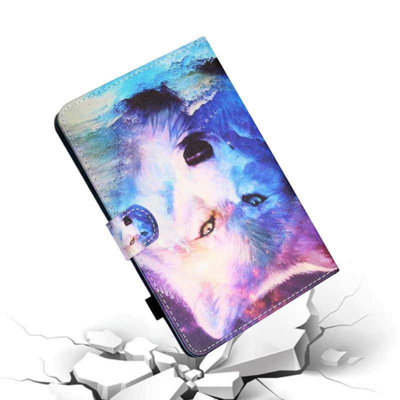 Leren Hoesje voor Samsung Galaxy Tab A7 Wolf Art