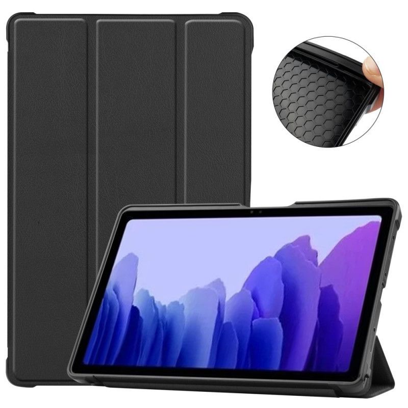 Smart Case Samsung Galaxy Tab A7 Grijs Zwart Lychee Imitatieleer