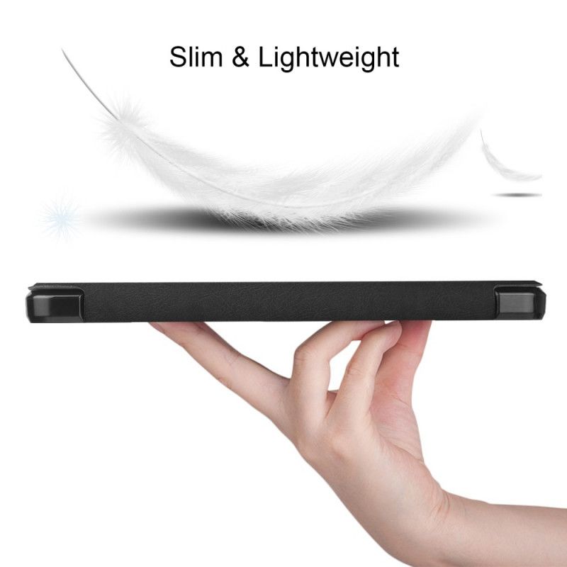 Smart Case Samsung Galaxy Tab A7 Grijs Zwart Lychee Imitatieleer