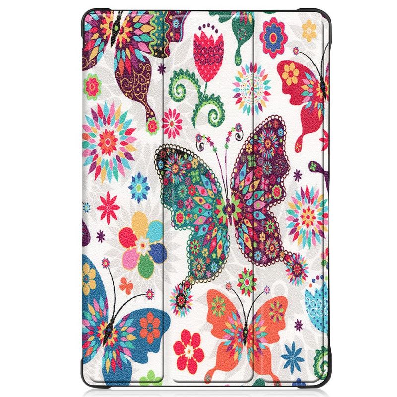 Smart Case Samsung Galaxy Tab A7 Versterkte Vlinders En Bloemen