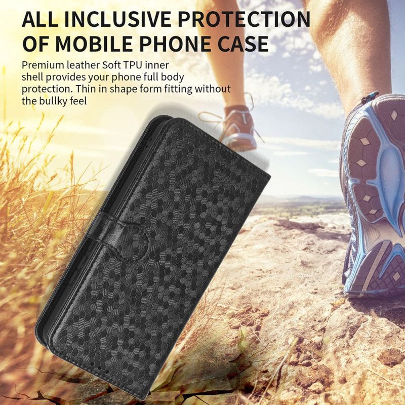 Leren Hoesje Voor Realme 12 Plus 5g Glanzende Stippen Met Bandje