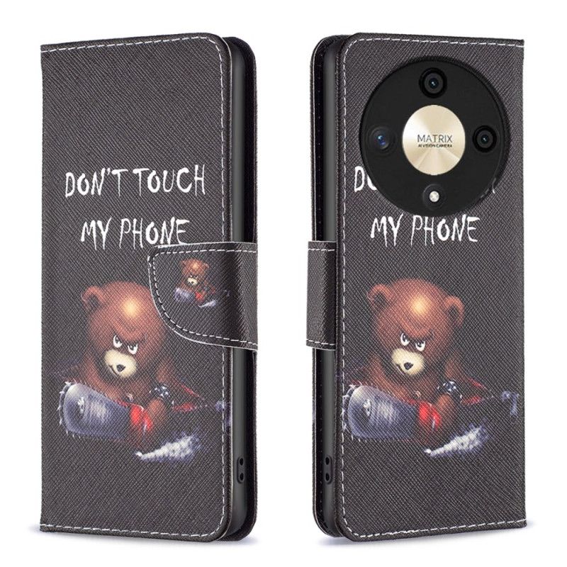 Leren Hoesje Honor X9b / Magic 6 Lite Gevaarlijke Beer Bescherming Hoesje