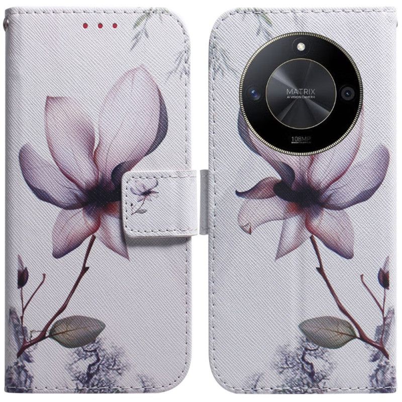 Leren Hoesje Voor Honor X9b / Magic 6 Lite Roze Bloem